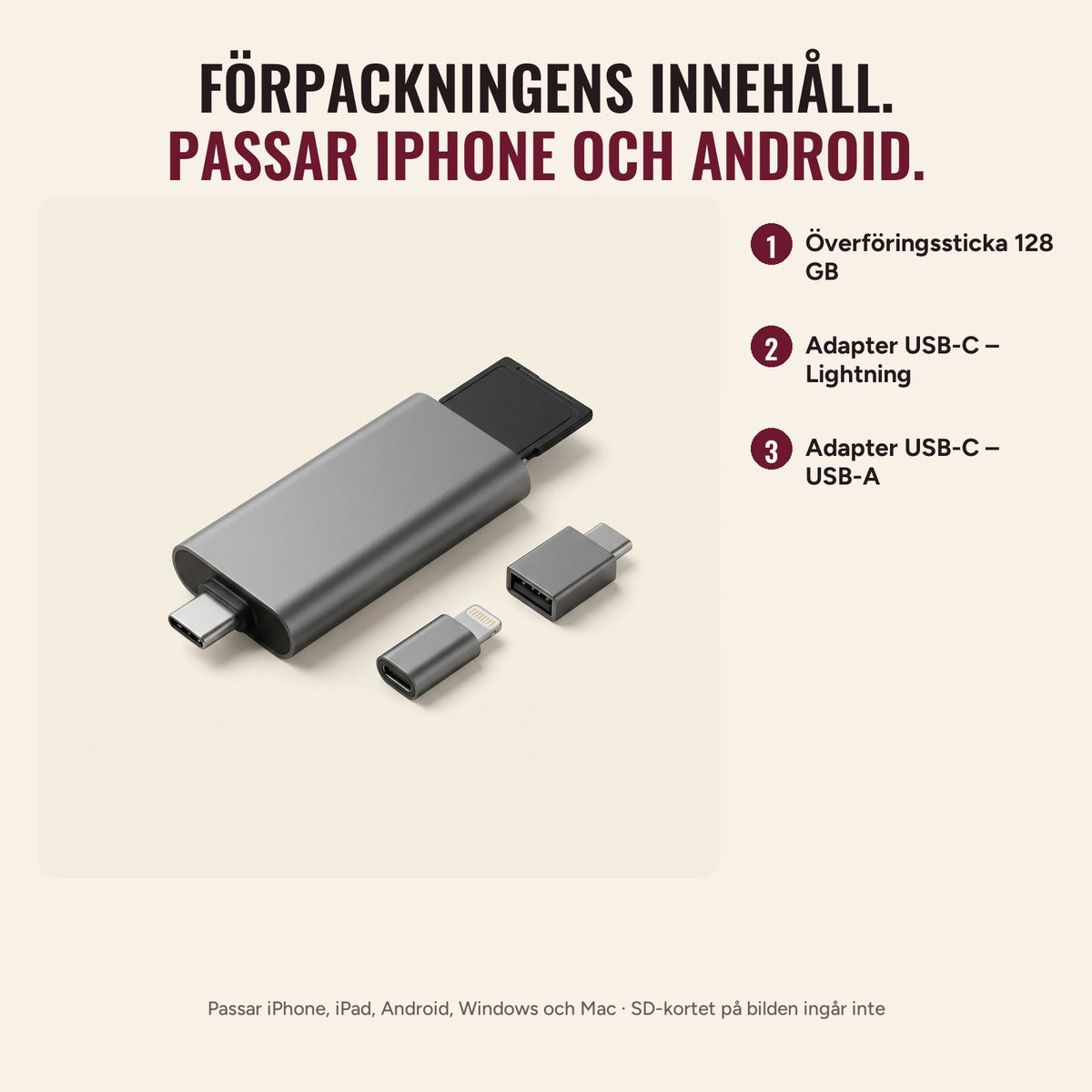 Överföringsstickans förpackningsinnehåll