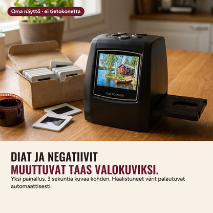 Fotora Muistoskanneri™ keittiön pöydällä