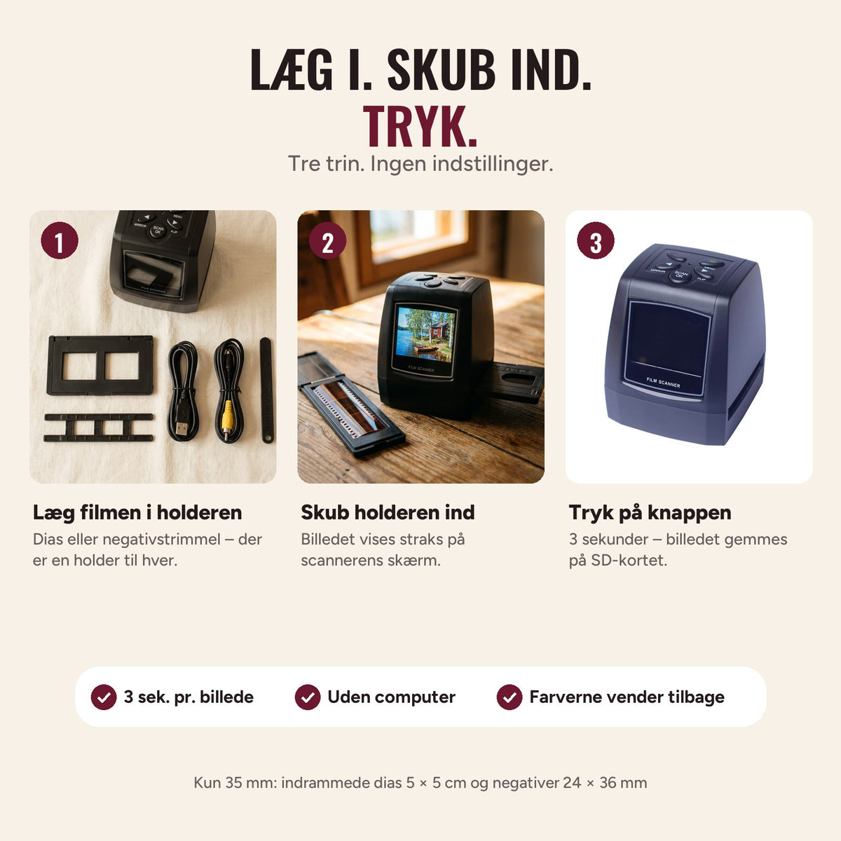Læg i, skub ind, tryk
