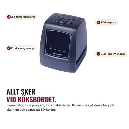 Fotora Minnesskanner – skärm och knappar