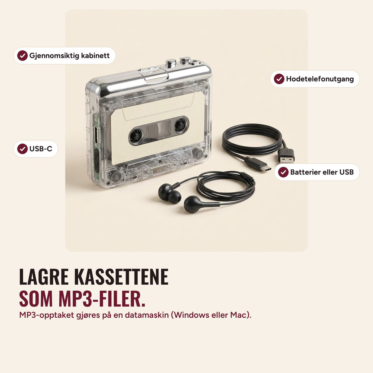 Kassettredderens funksjoner