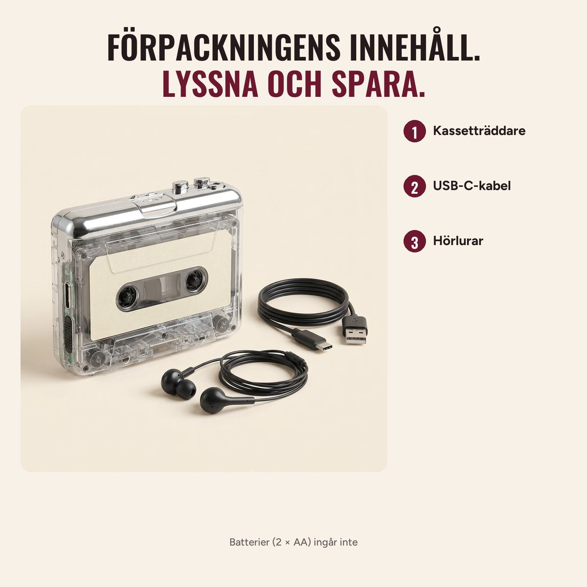 Kassetträddarens förpackningsinnehåll