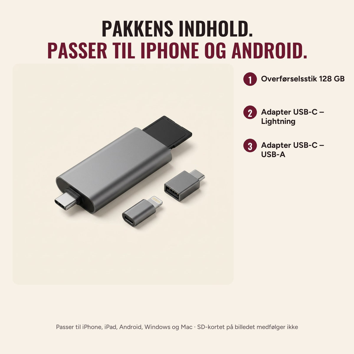 Overførselsstikkets pakkeindhold