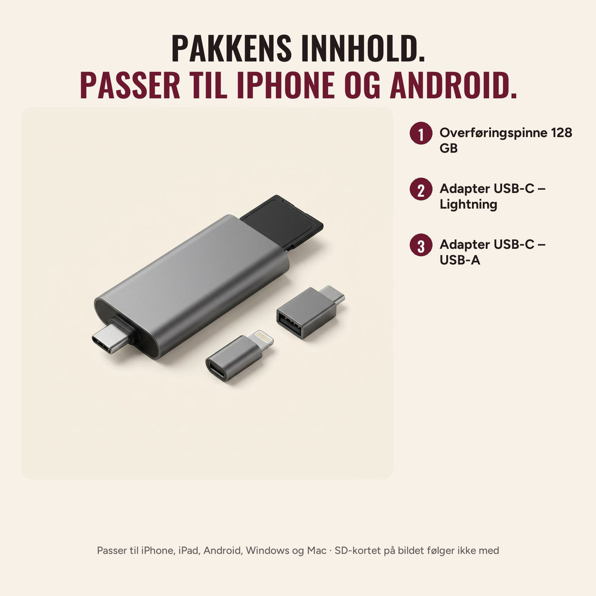 Overføringspinnens pakkeinnhold
