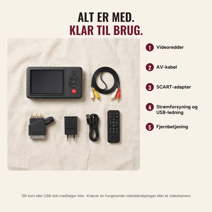 Videoredderens pakkeindhold