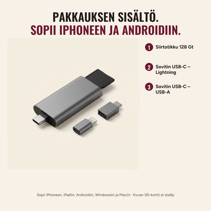 Siirtotikun pakkauksen sisältö